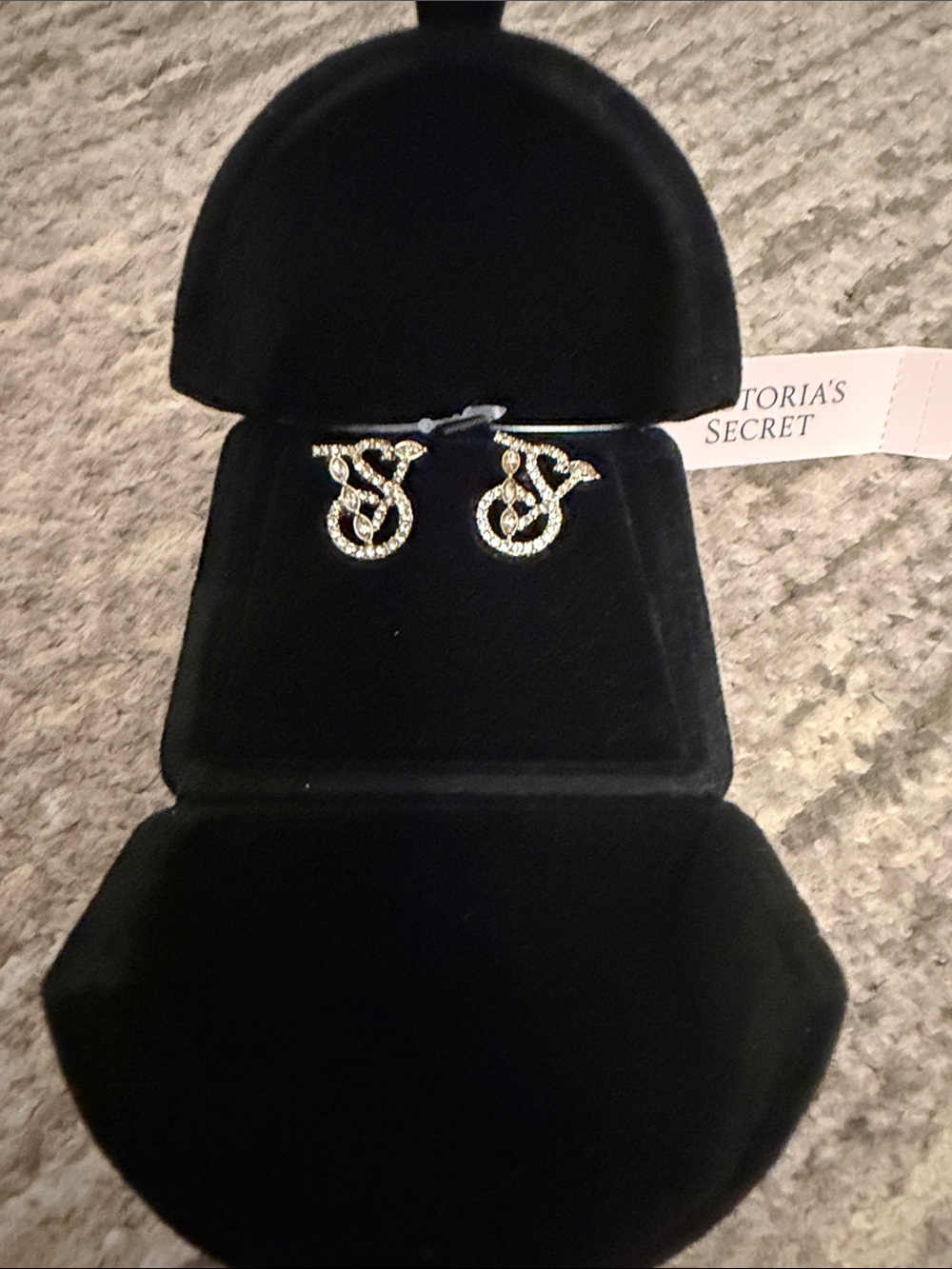Victoria's Secret Gold Crystal Monogram Stud Earrings